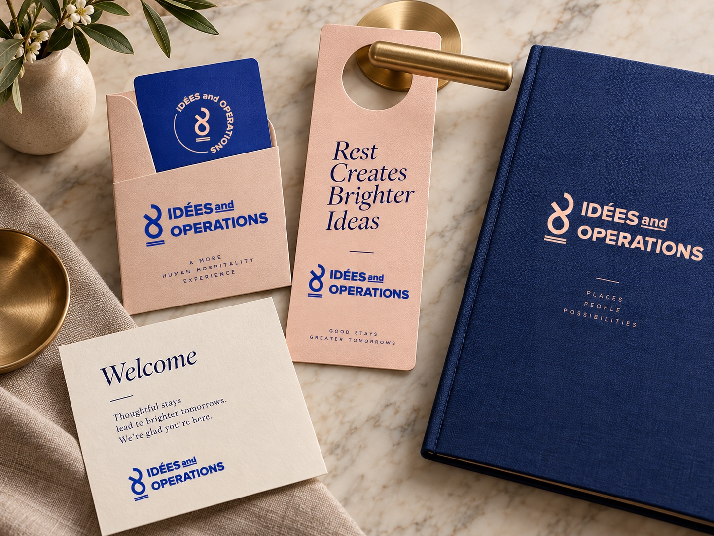 Blue and pink guest welcome kit concept